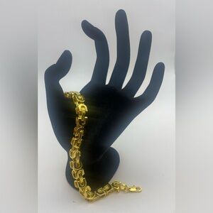 Gold Tone Byzantine Bracelet 7" Men's